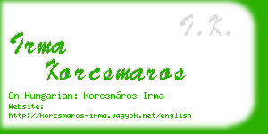 irma korcsmaros business card